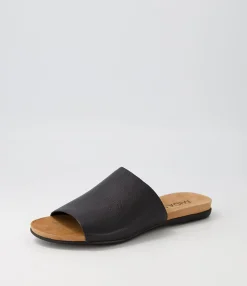Clearance Midas Shoes Berta Black Leather Slides