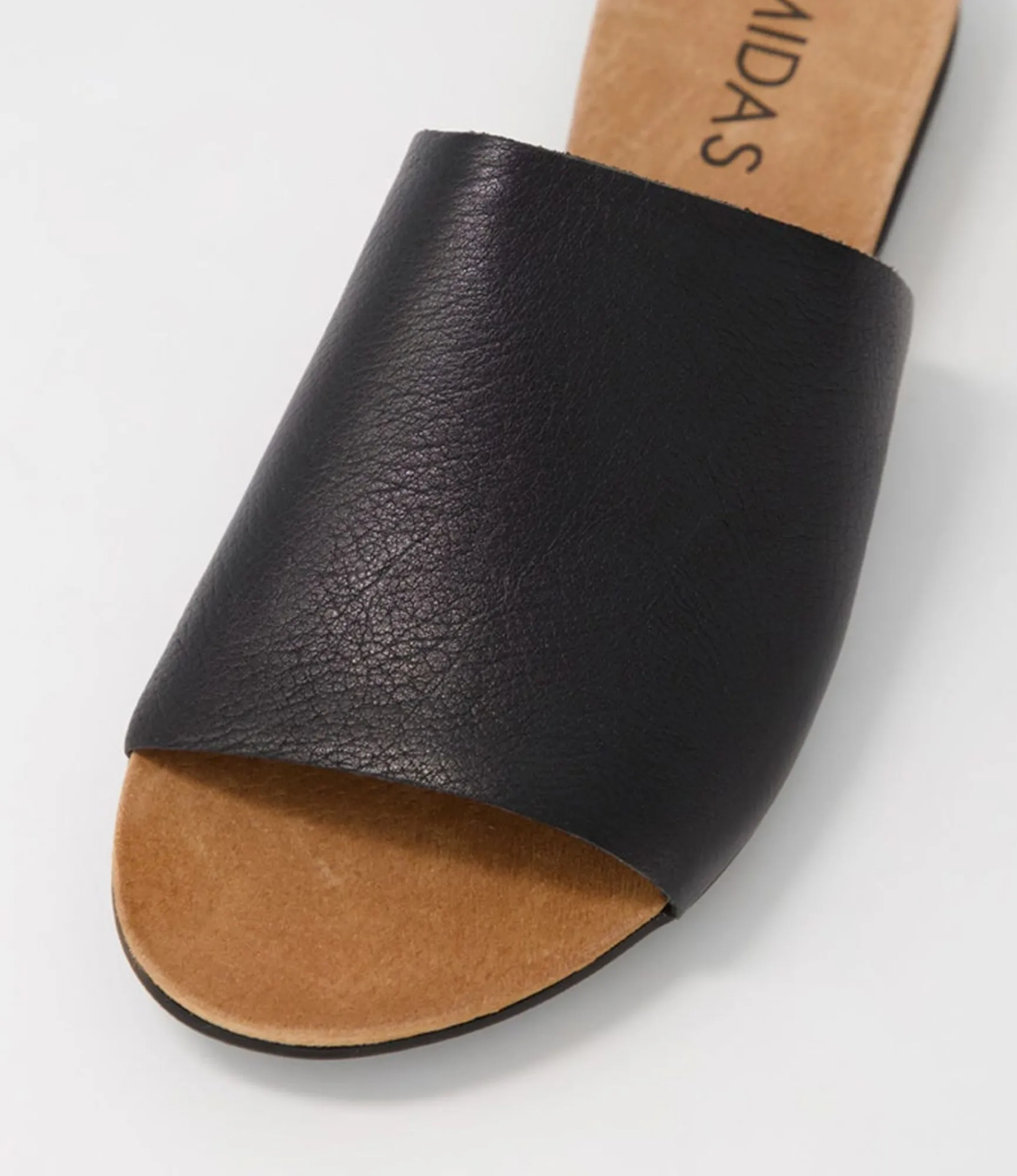 Clearance Midas Shoes Berta Black Leather Slides