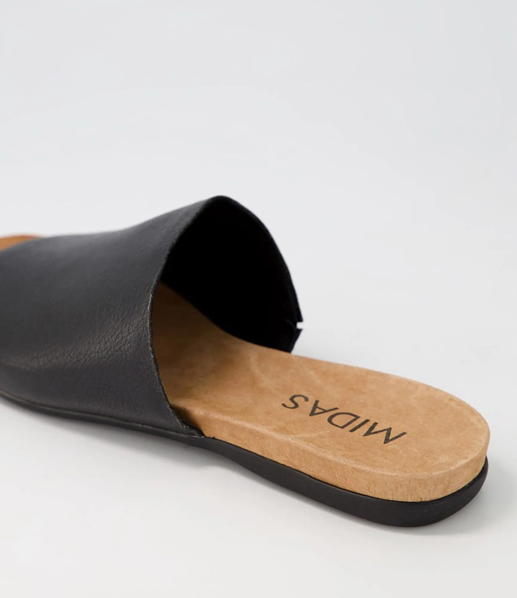 Clearance Midas Shoes Berta Black Leather Slides