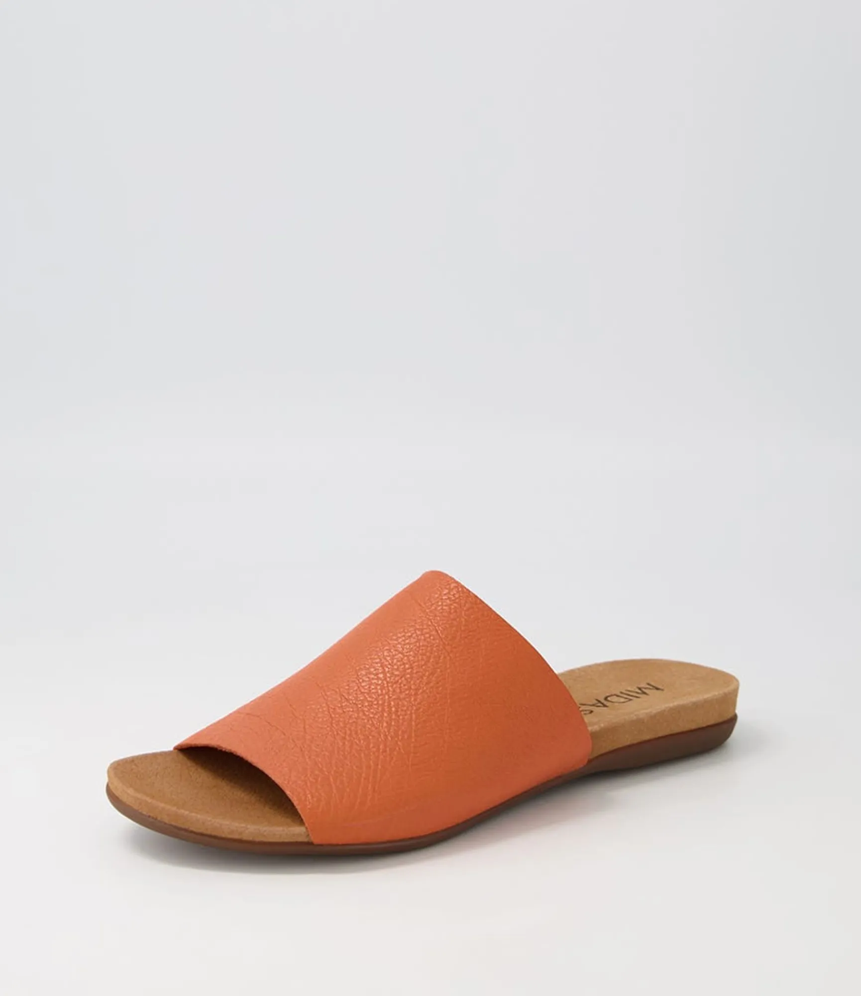 Cheap Midas Shoes Berta Bright Orange Leather Slides