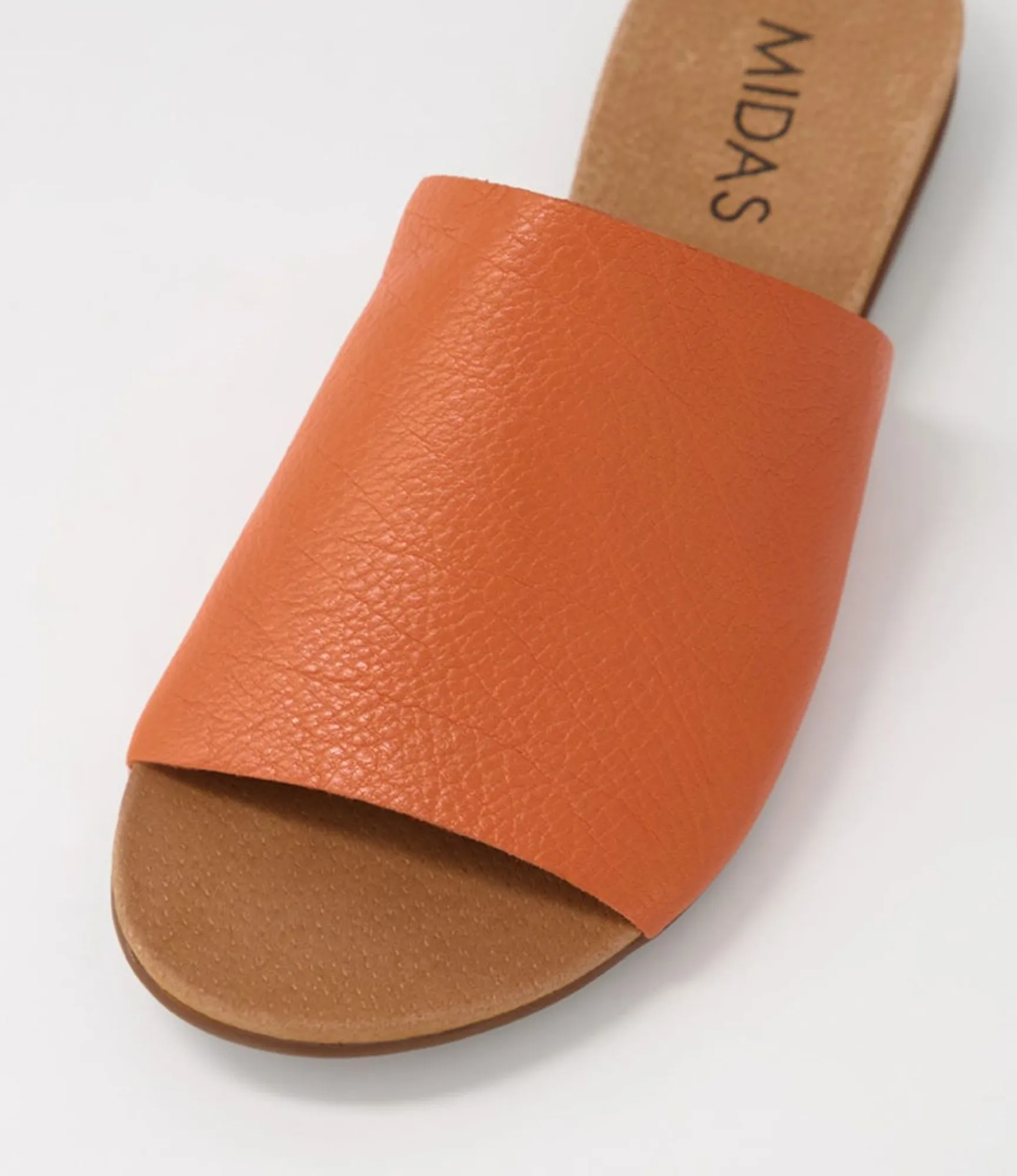 Cheap Midas Shoes Berta Bright Orange Leather Slides