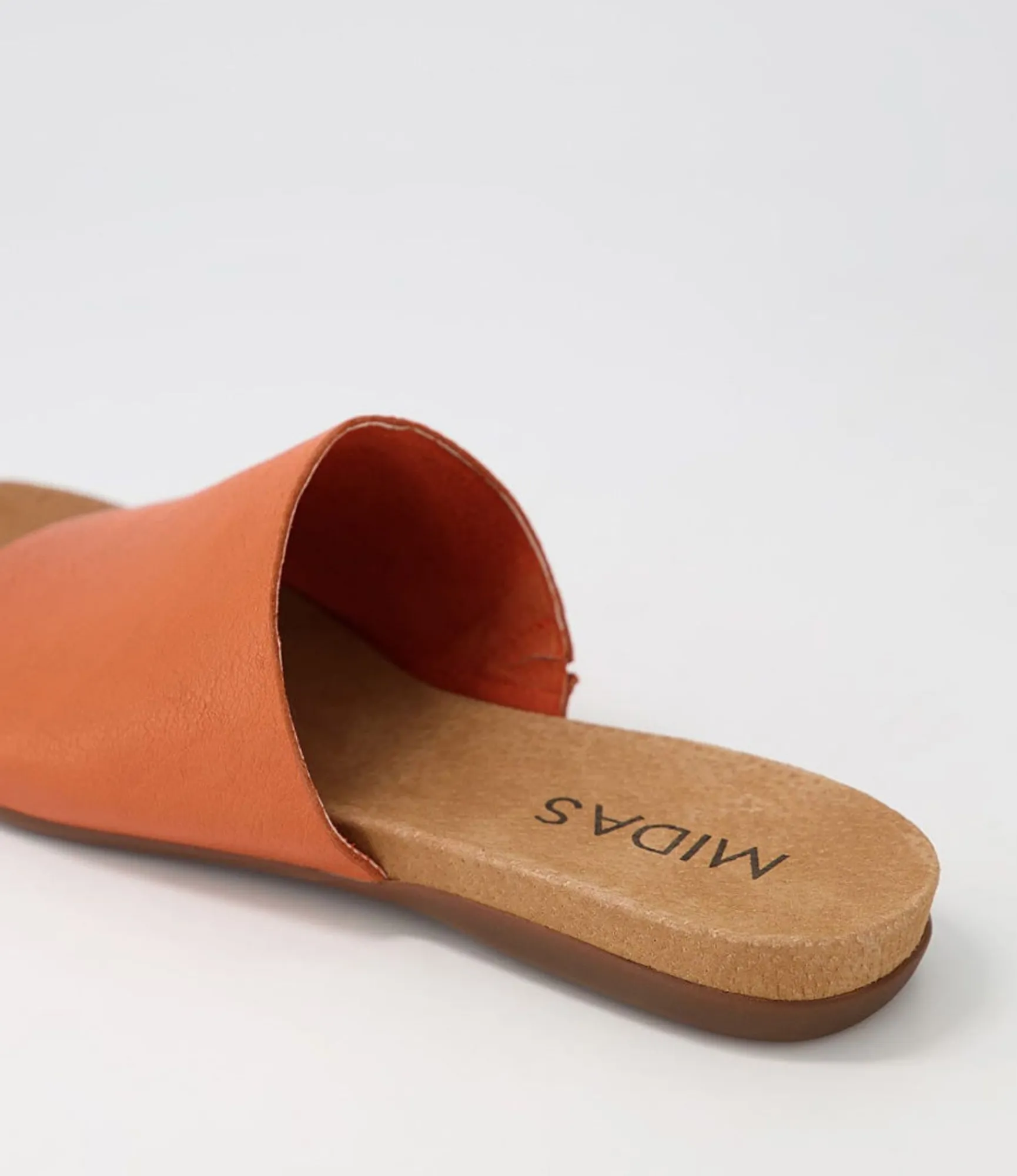Cheap Midas Shoes Berta Bright Orange Leather Slides