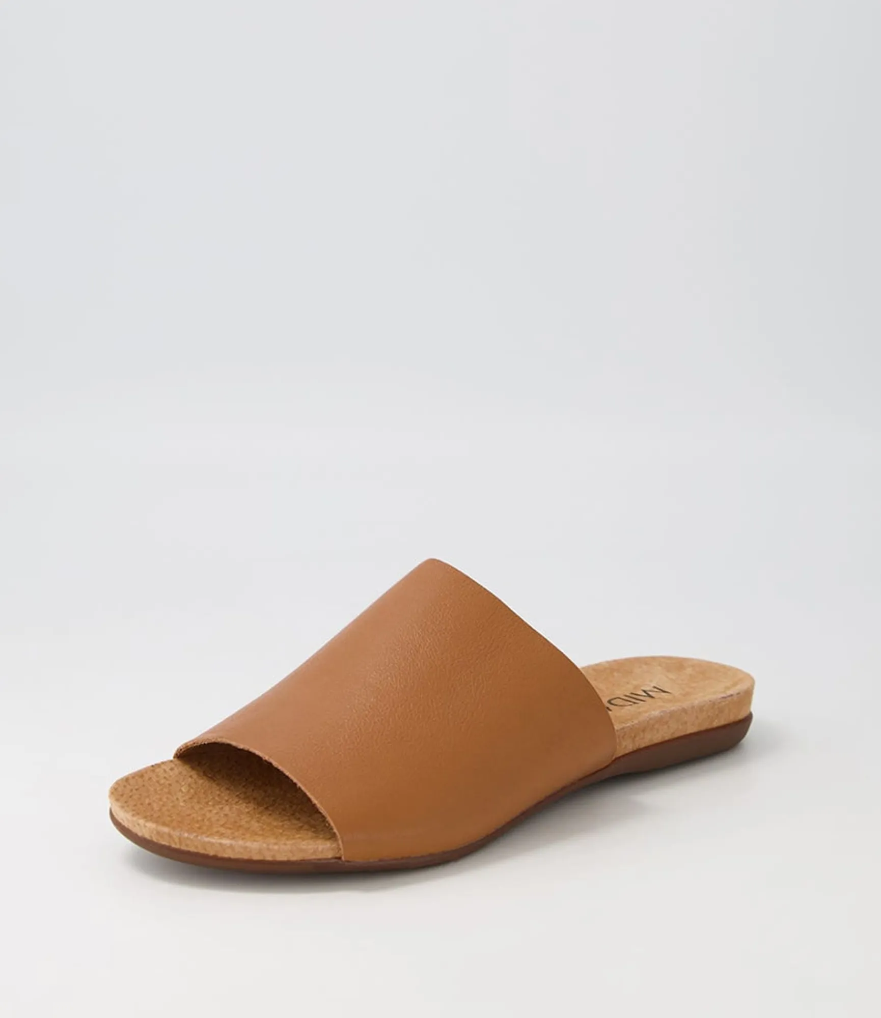 Store Midas Shoes Berta Dark Tan Leather Slides