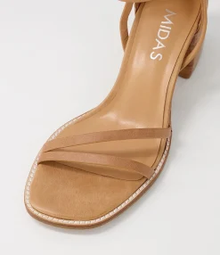 Best Midas Shoes Bestie Tan Natural Heel Leather Sandals