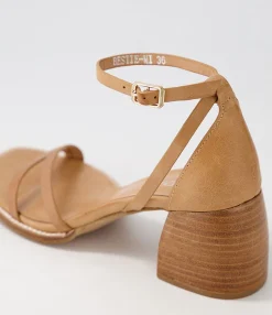 Best Midas Shoes Bestie Tan Natural Heel Leather Sandals