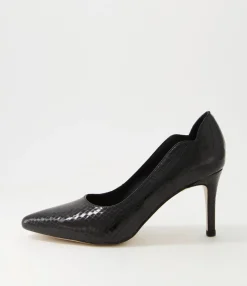 Best Midas Shoes Betha Black Mirror Leather Heels
