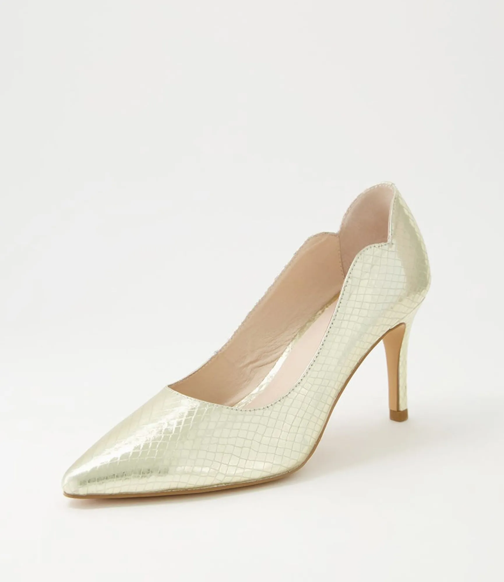 Clearance Midas Shoes Betha Pale Gold Mirror Leather Heels