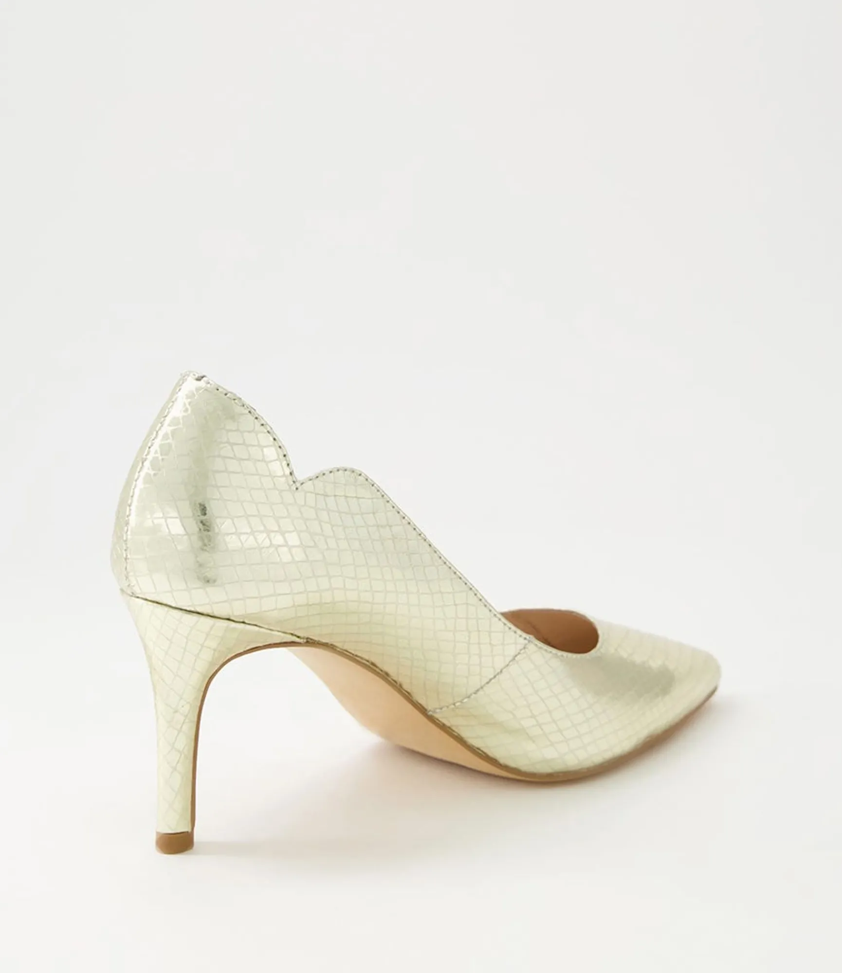 Clearance Midas Shoes Betha Pale Gold Mirror Leather Heels