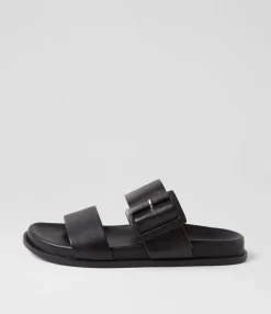 Store Midas Shoes Beyda Black Leather Slides