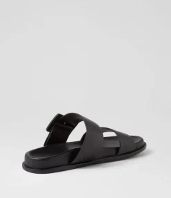 Store Midas Shoes Beyda Black Leather Slides