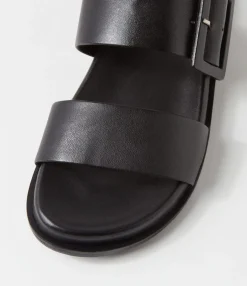 Store Midas Shoes Beyda Black Leather Slides