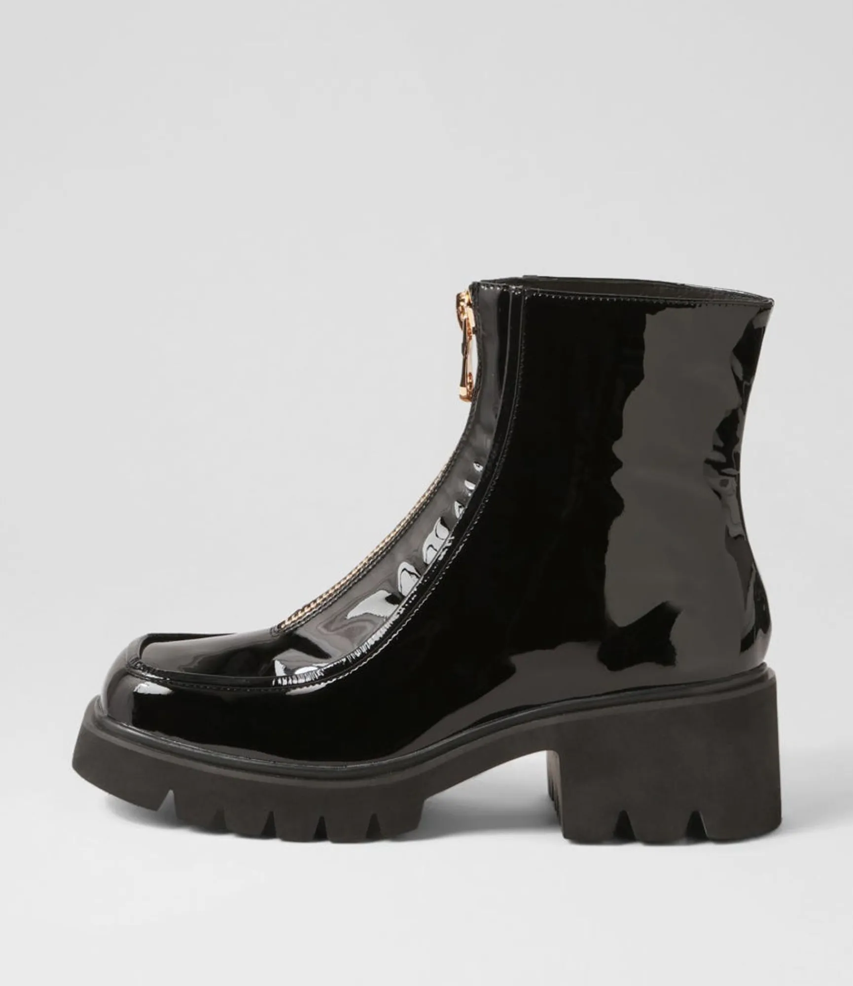 Outlet Midas Shoes Bilbee Black Patent Leather Ankle Boots