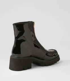 Outlet Midas Shoes Bilbee Black Patent Leather Ankle Boots