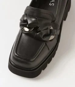 Online Midas Shoes Bizzee Black Leather Heels