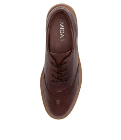 Hot Midas Shoes Bowan Choc Leather Flat Shoes