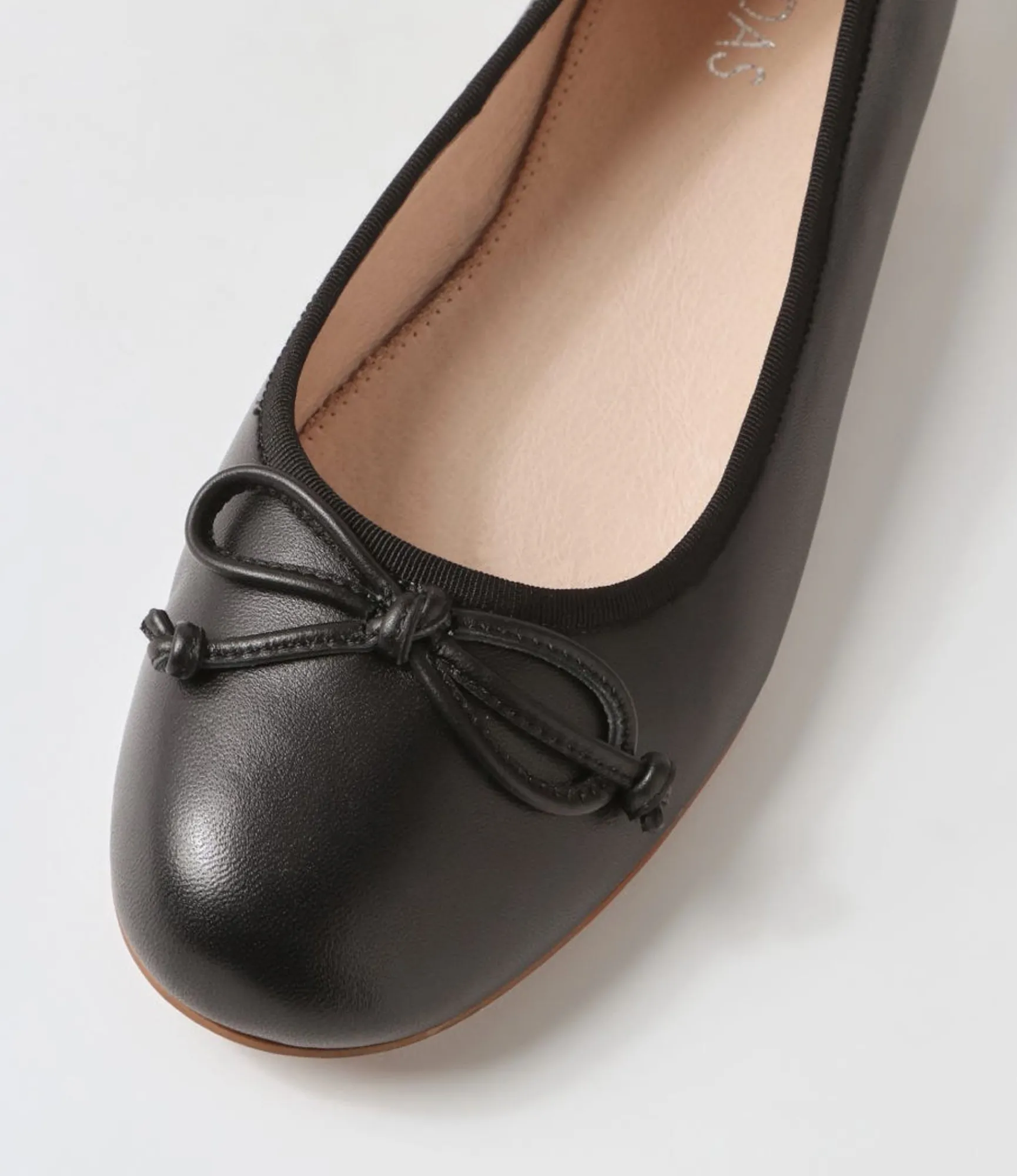 Cheap Midas Shoes Bowy Black Leather Ballet Flats