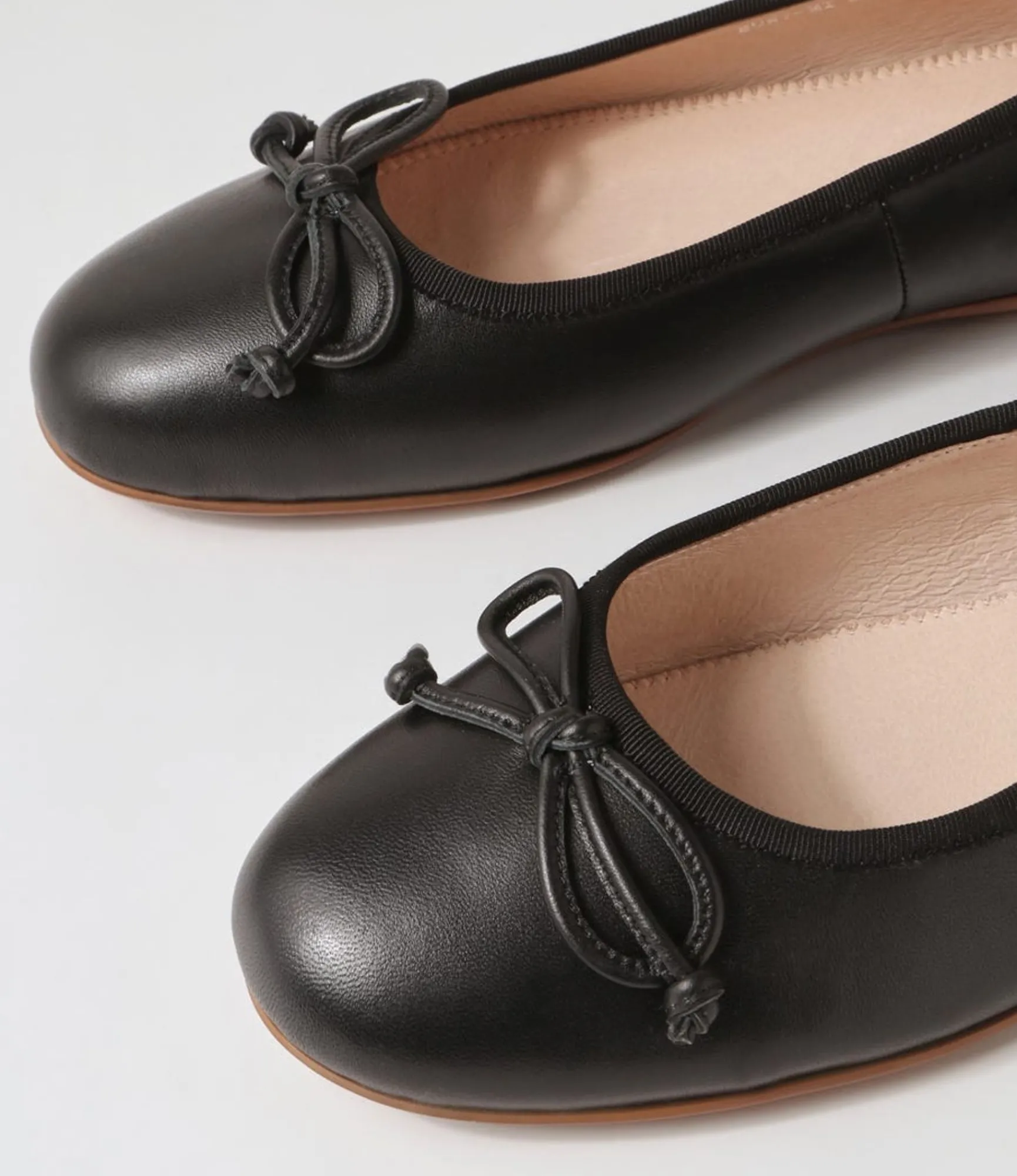 Cheap Midas Shoes Bowy Black Leather Ballet Flats