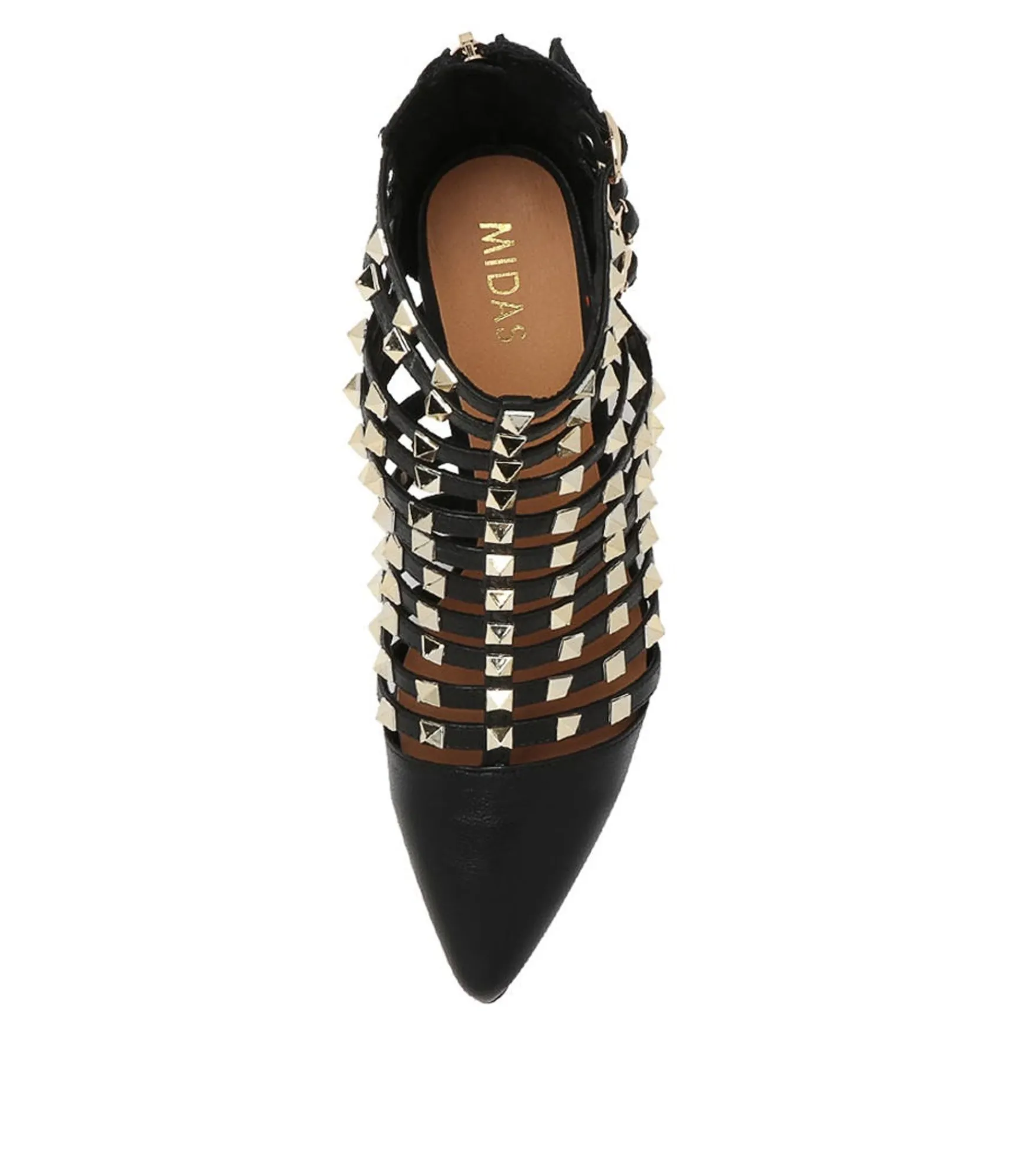 Outlet Midas Shoes Bradley Black Leather Pump Heels