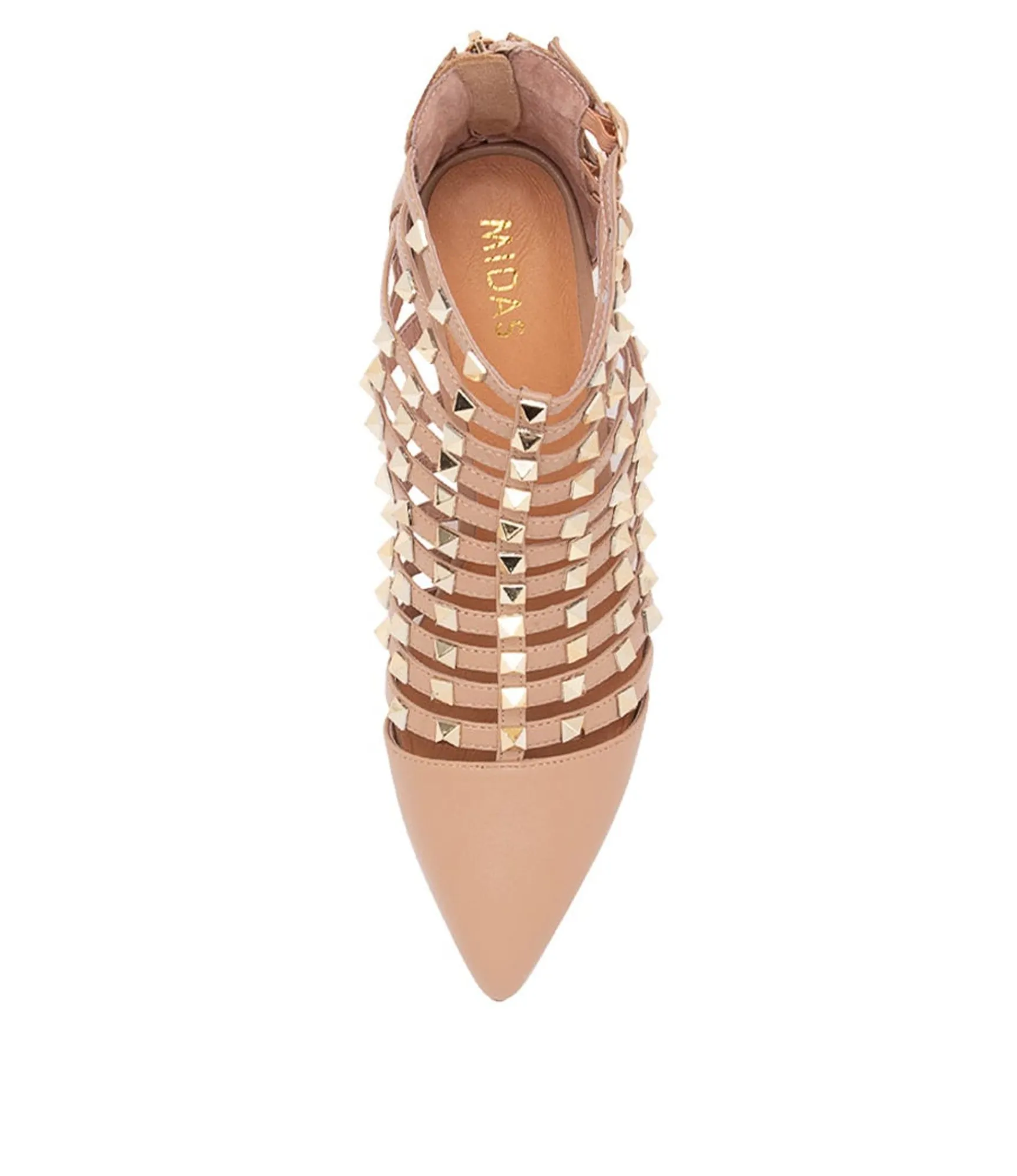 Online Midas Shoes Bradley Dark Nude Leather Pump Heels