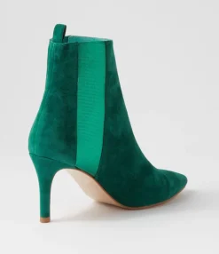 Store Midas Shoes Briann Emerald Metallic Suede Elastic Ankle Boots