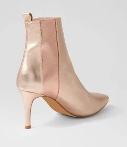 Store Midas Shoes Briann Pale Rose Gold Leather Elastic Ankle Boots