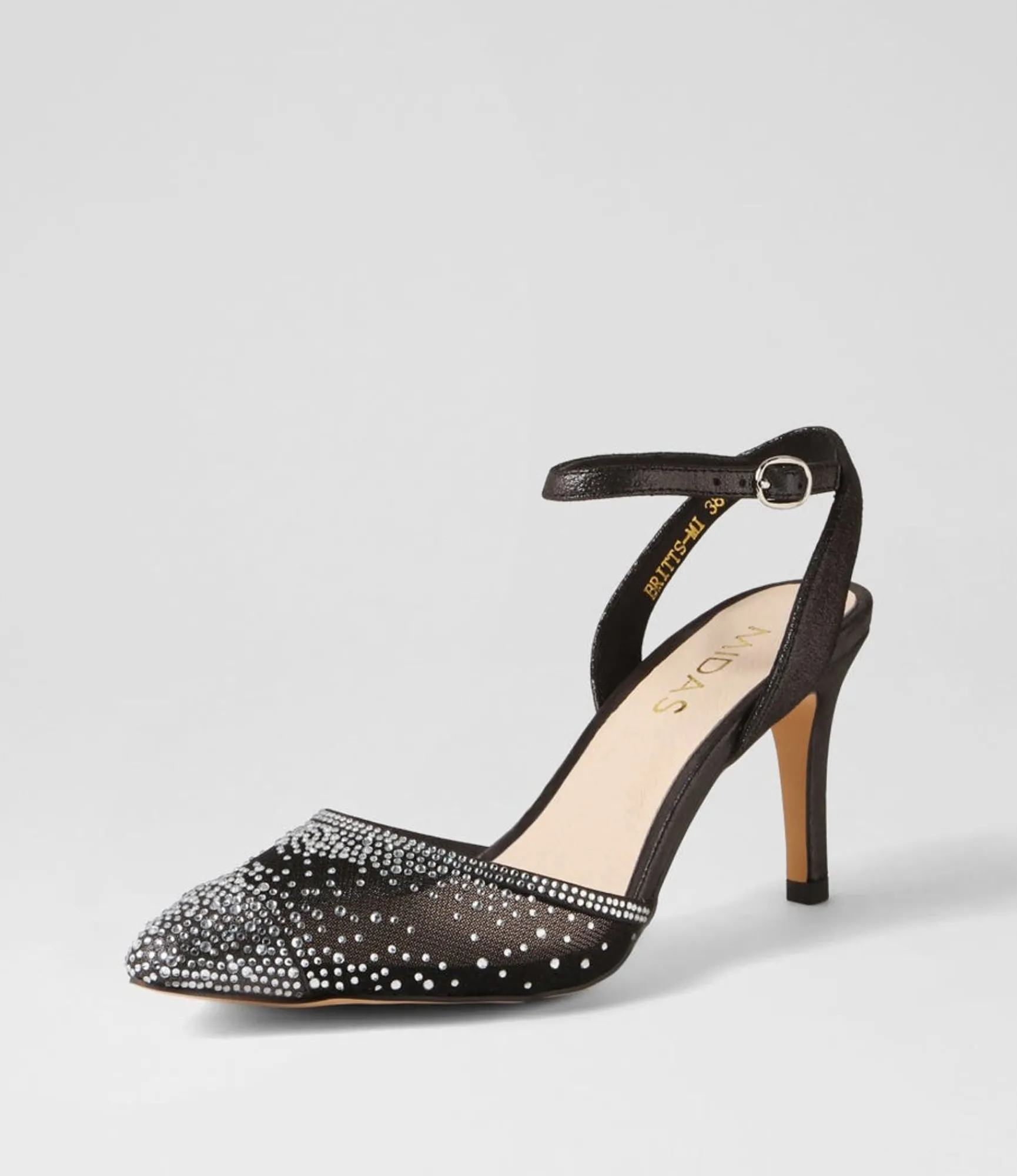 Best Sale Midas Shoes Britts Black Shimmer Silver Multi Heels