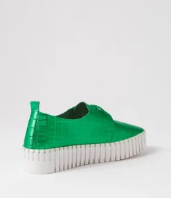 Cheap Midas Shoes Brooks Emerald White Croc Leather Sneakers