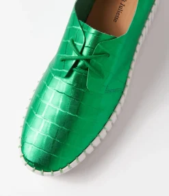 Cheap Midas Shoes Brooks Emerald White Croc Leather Sneakers