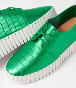 Cheap Midas Shoes Brooks Emerald White Croc Leather Sneakers