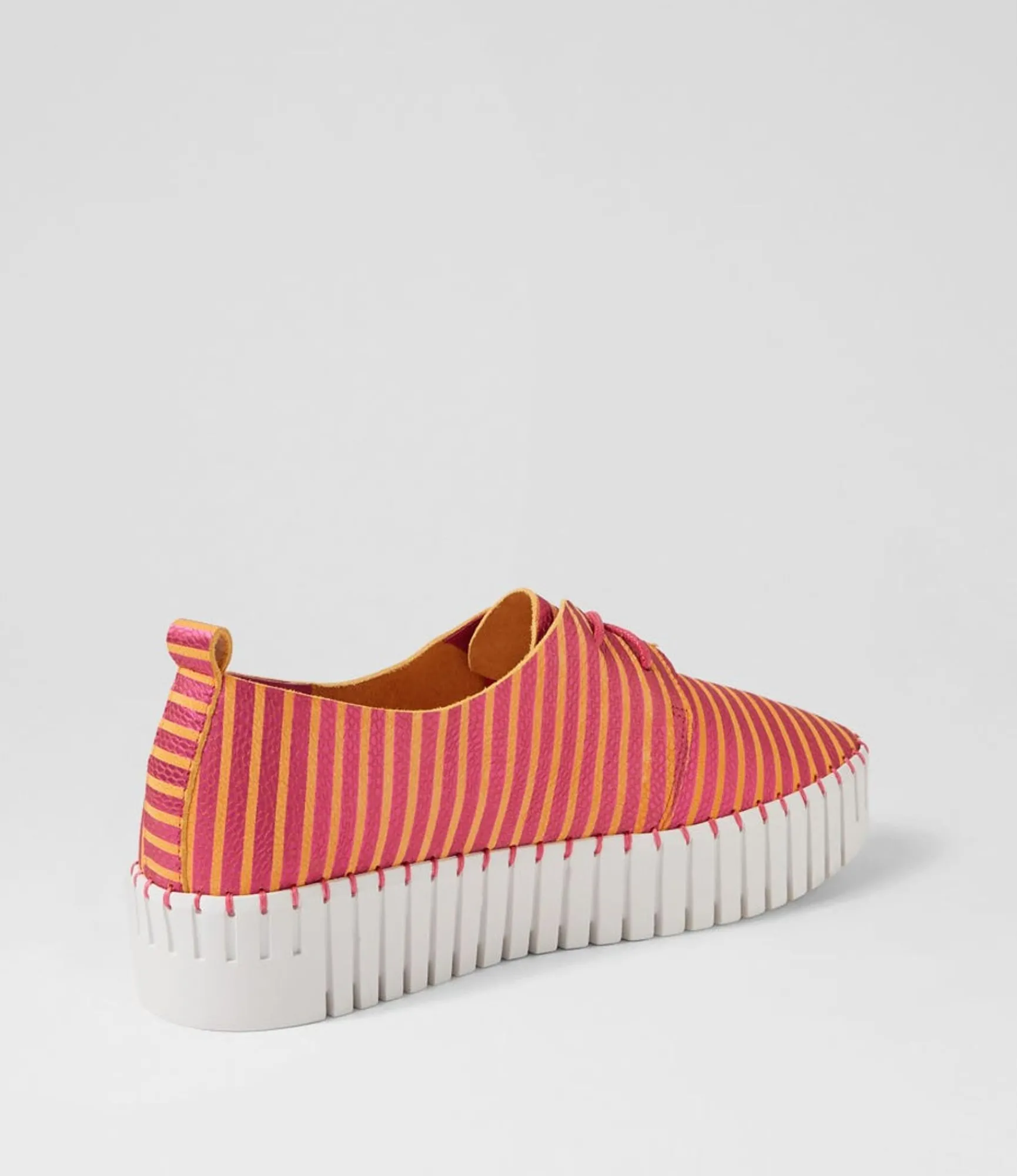 Fashion Midas Shoes Brooks Fuchsia Orange Stripe Leather Sneakers