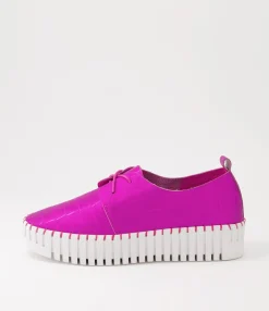 Online Midas Shoes Brooks Pink Matt White Croc Leather Sneakers