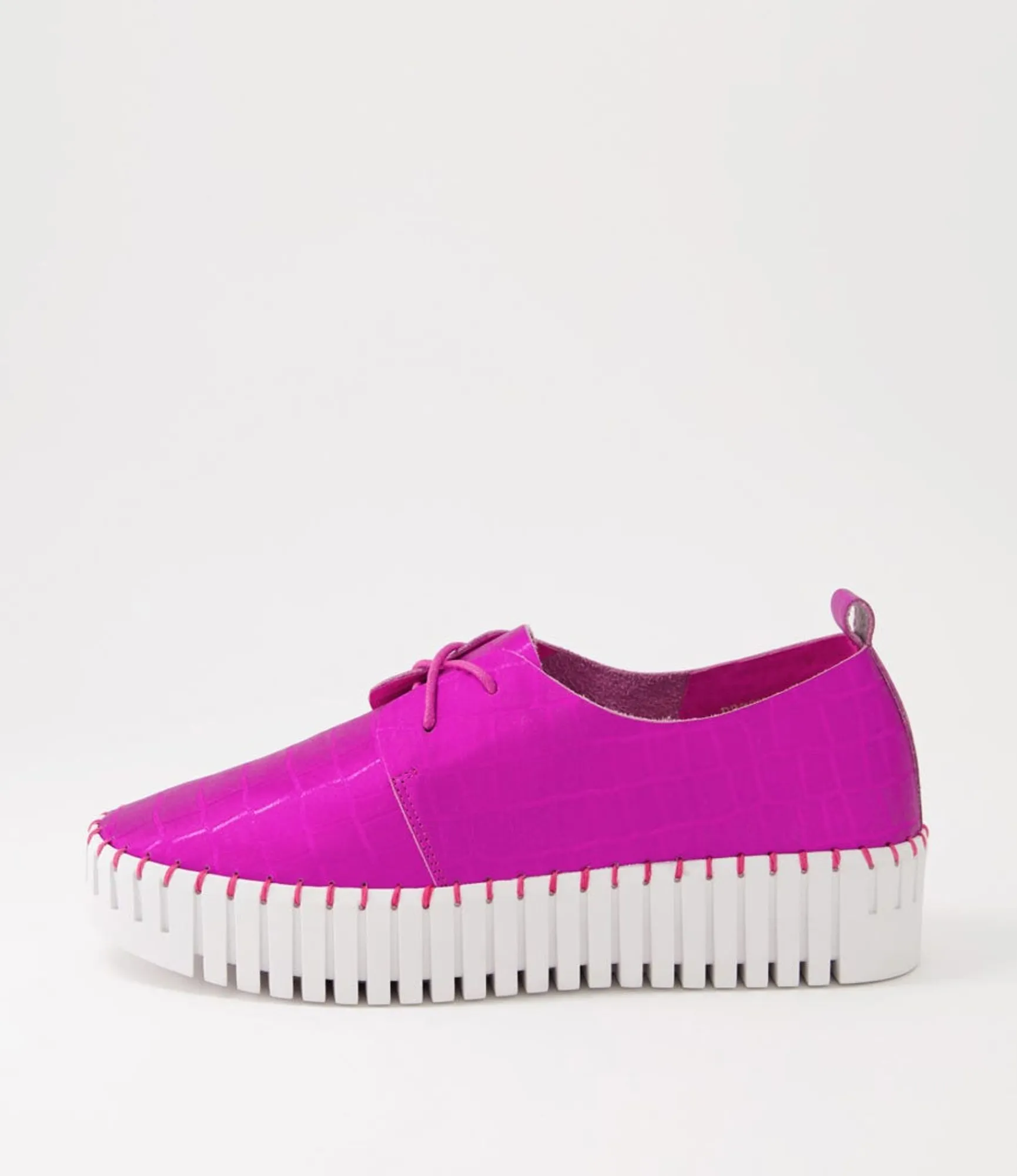Online Midas Shoes Brooks Pink Matt White Croc Leather Sneakers