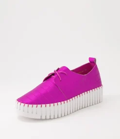 Online Midas Shoes Brooks Pink Matt White Croc Leather Sneakers