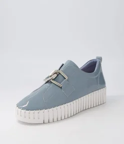 Sale Midas Shoes Buckles Denim White Patent Leather Sneakers