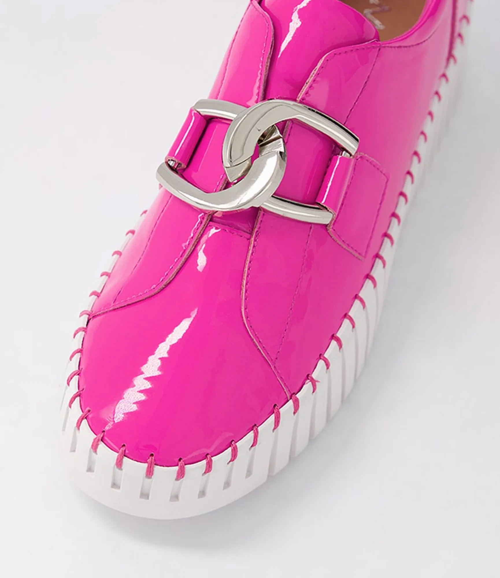 Best Midas Shoes Buckles Pink White Patent Leather Sneakers