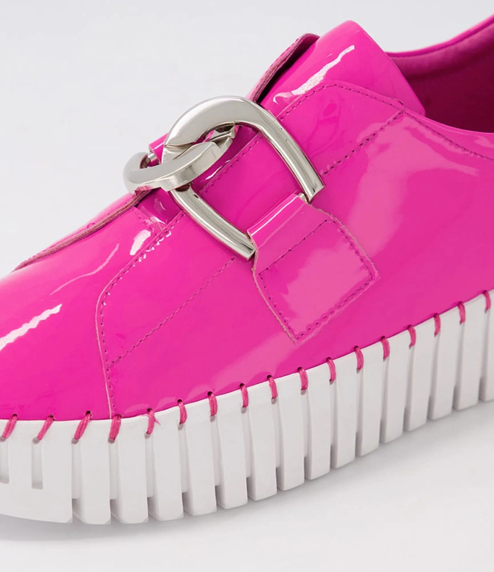 Best Midas Shoes Buckles Pink White Patent Leather Sneakers