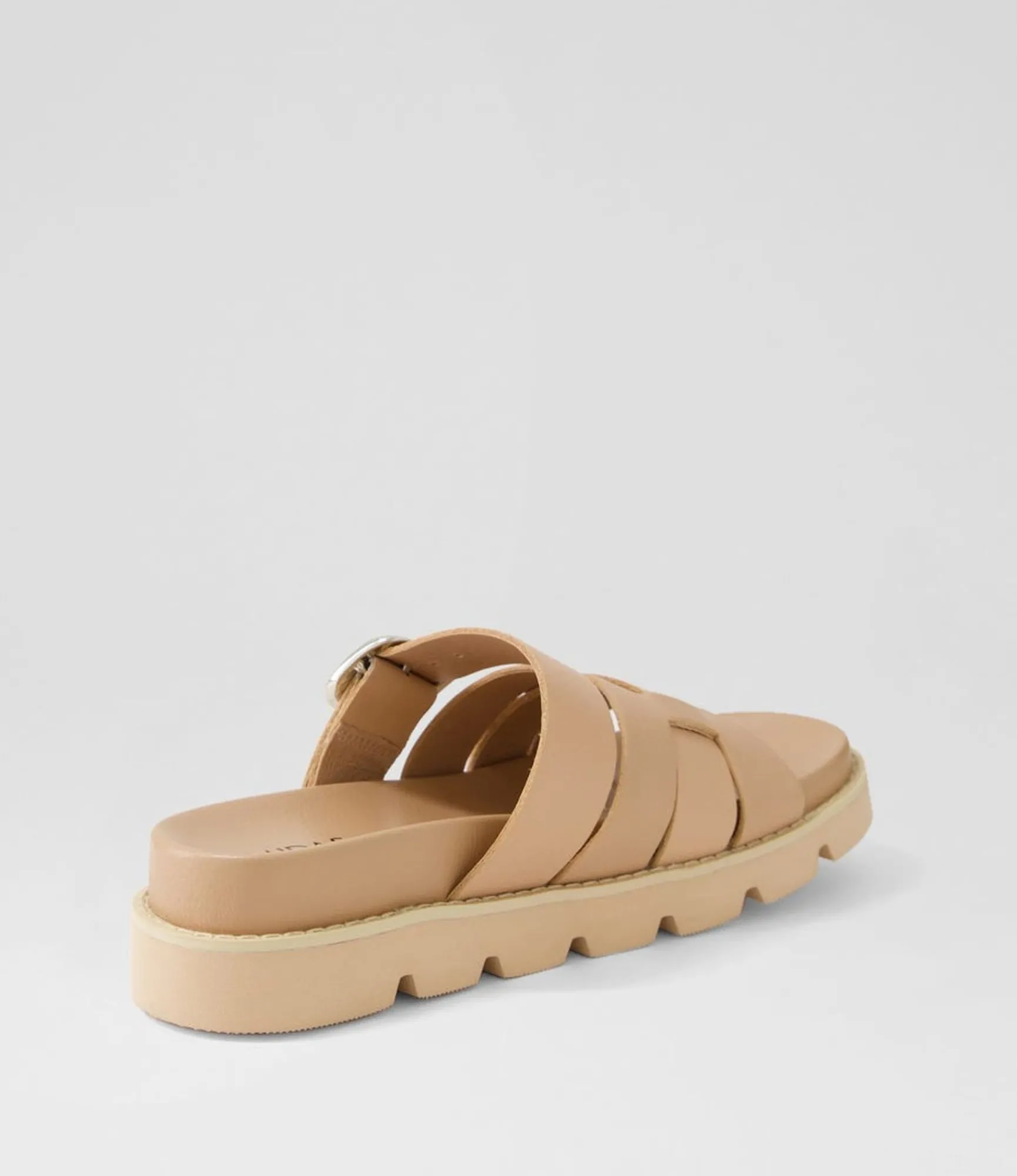 Hot Midas Shoes Cajali Dark Nude Leather Slides