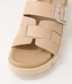 Hot Midas Shoes Cajali Dark Nude Leather Slides