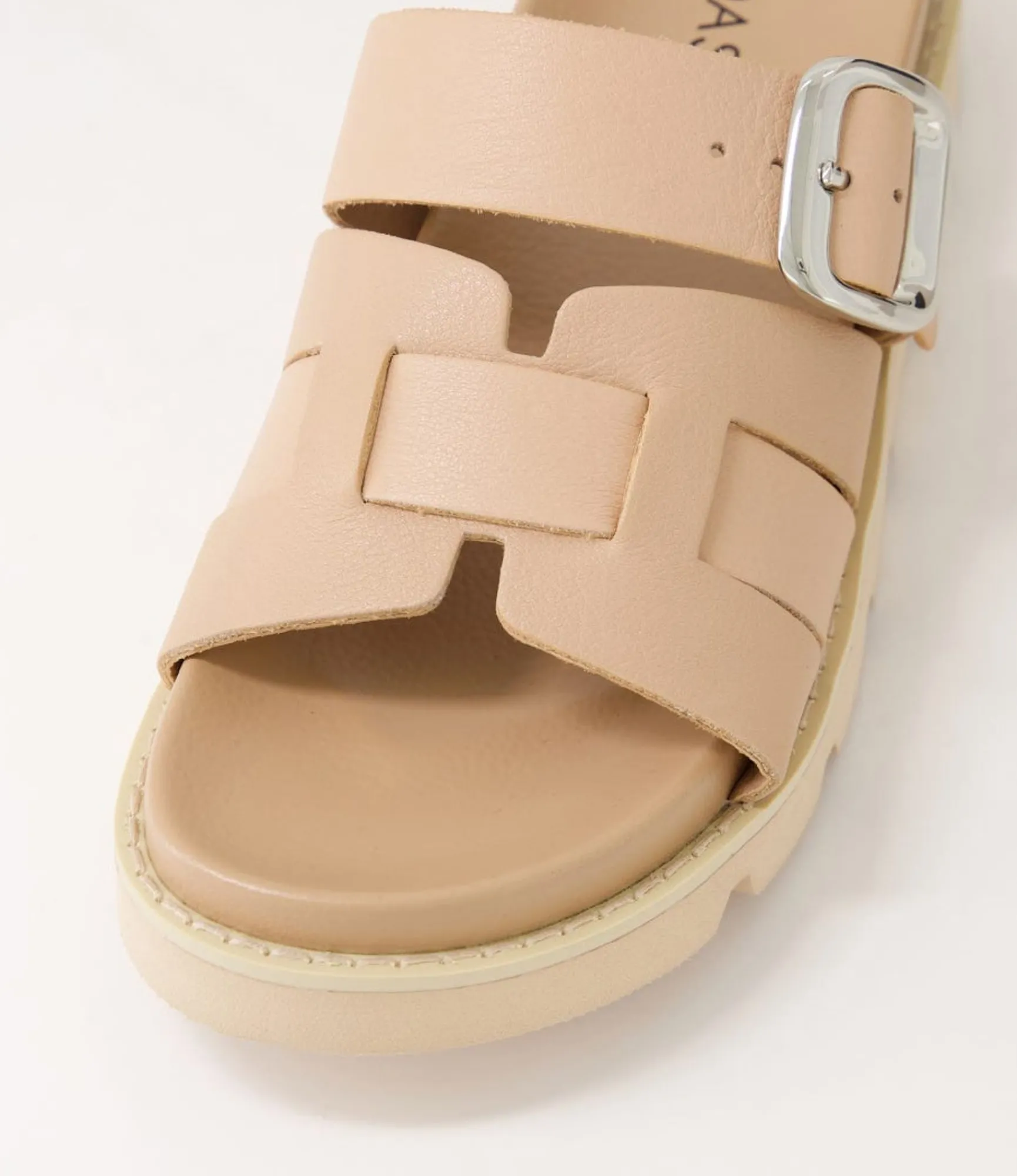 Hot Midas Shoes Cajali Dark Nude Leather Slides