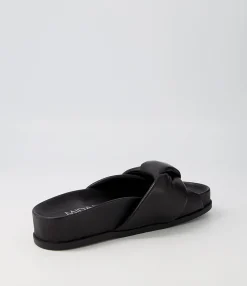 Sale Midas Shoes Carlia Black Leather Slides