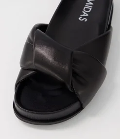 Sale Midas Shoes Carlia Black Leather Slides