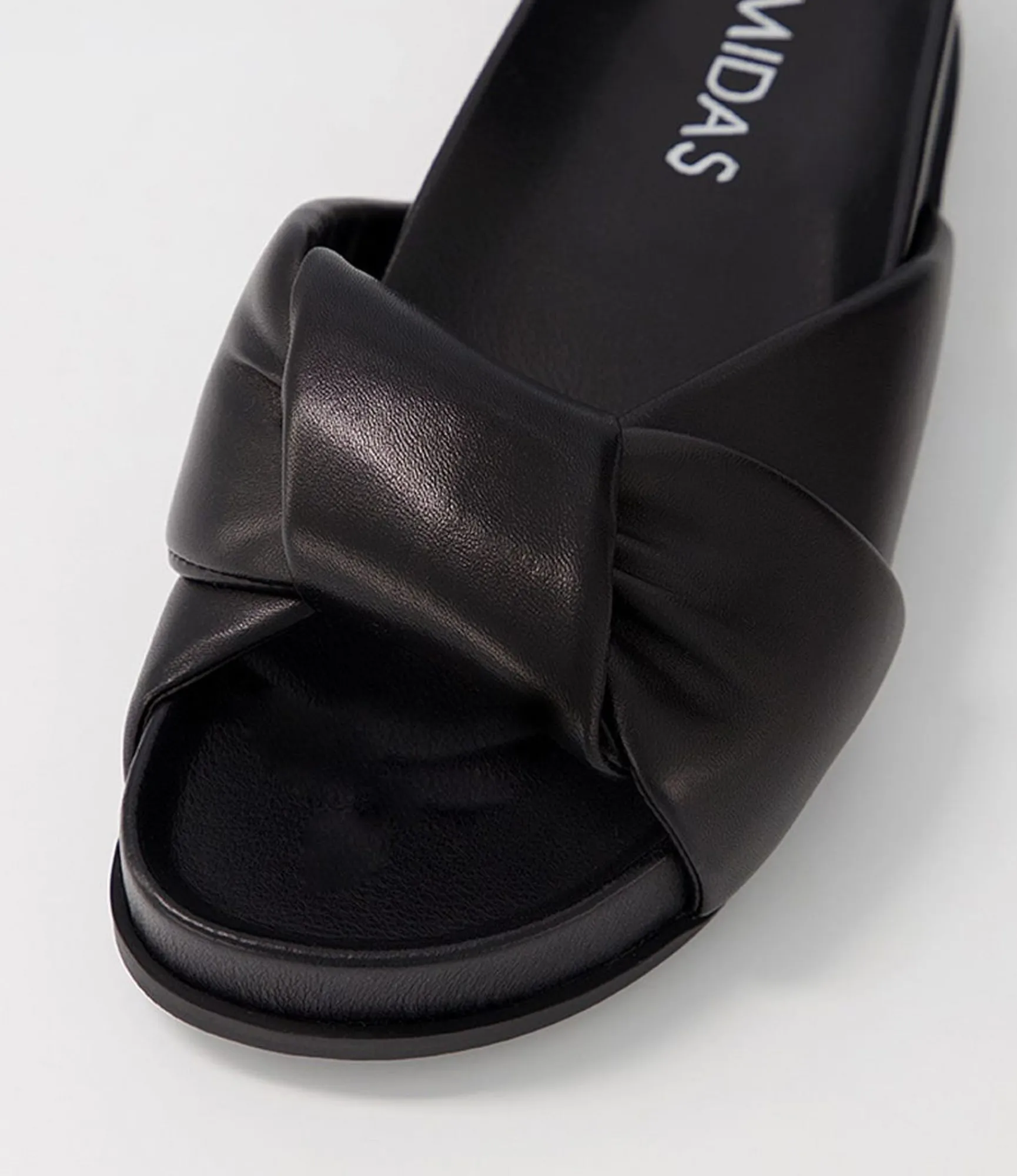 Sale Midas Shoes Carlia Black Leather Slides