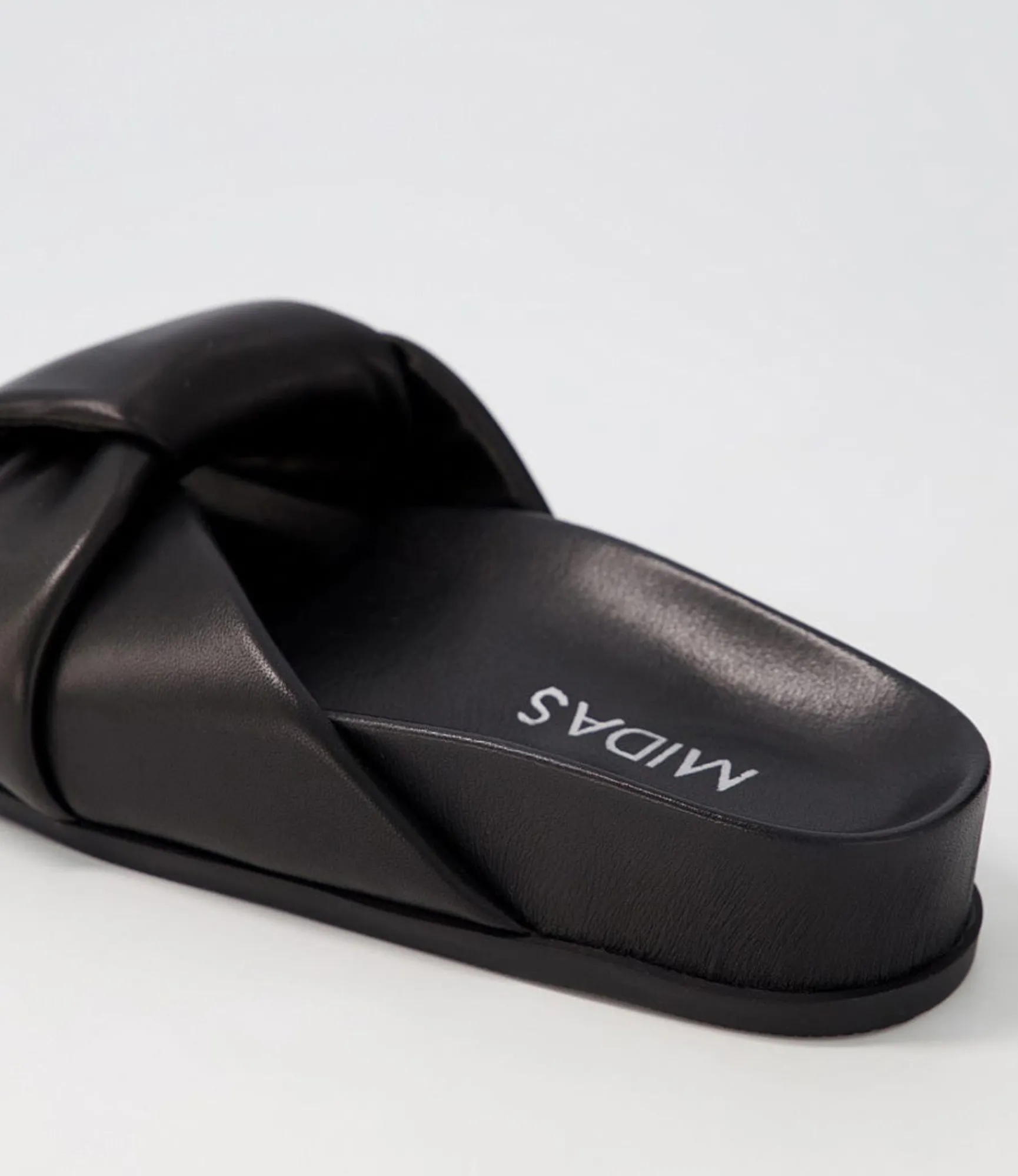 Sale Midas Shoes Carlia Black Leather Slides