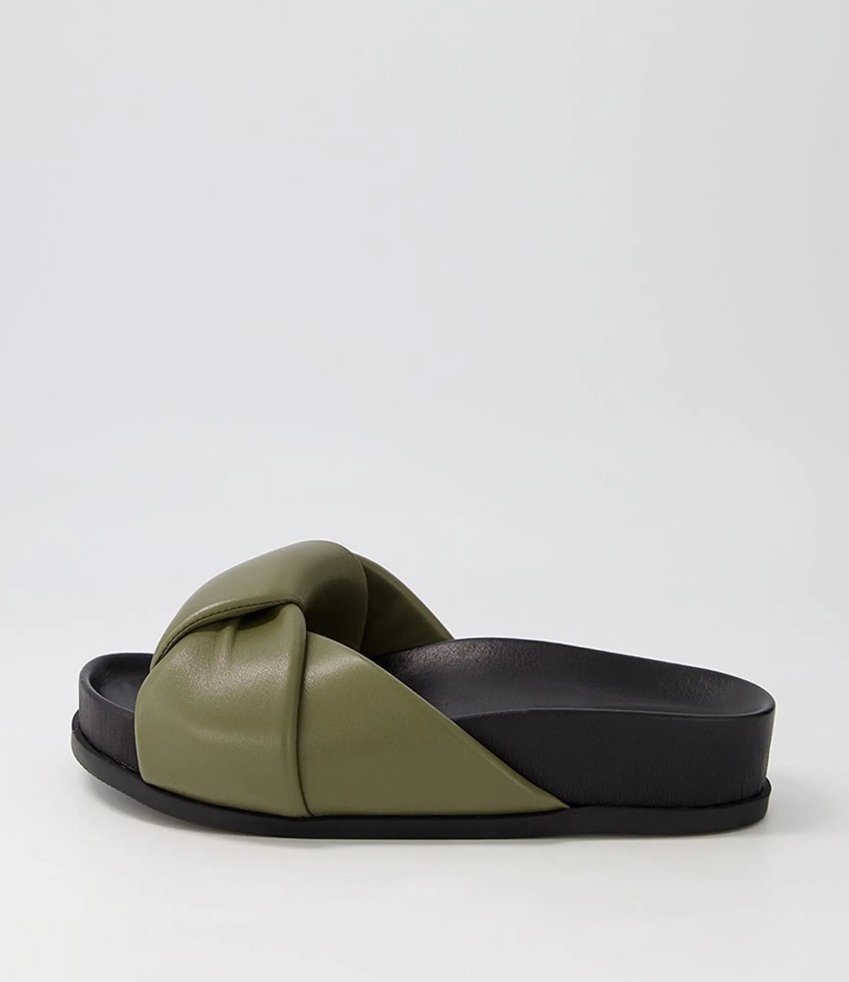 Cheap Midas Shoes Carlia Khaki Black Leather Slides
