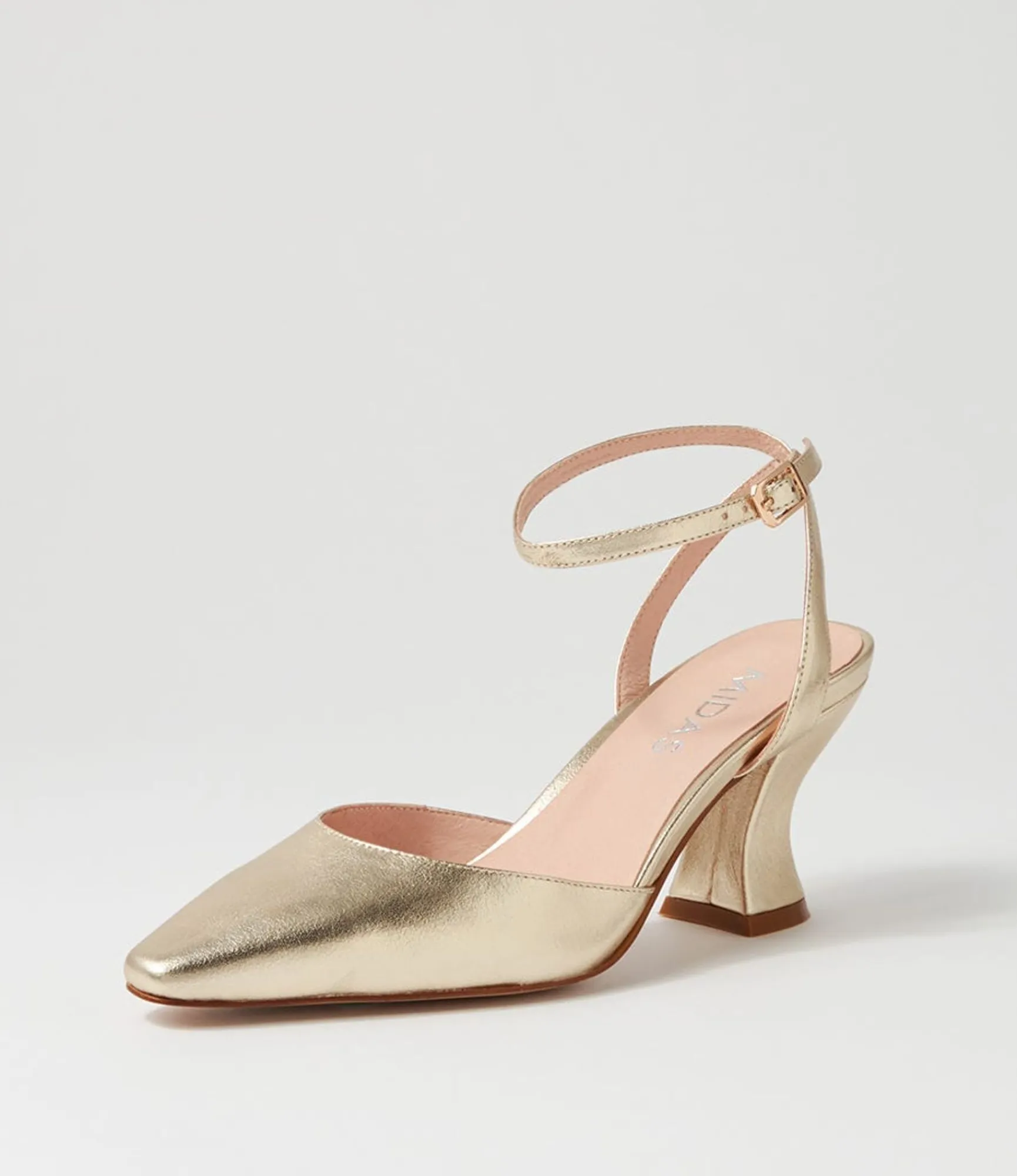Outlet Midas Shoes Catered Pale Gold Leather Heels