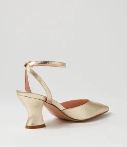 Outlet Midas Shoes Catered Pale Gold Leather Heels