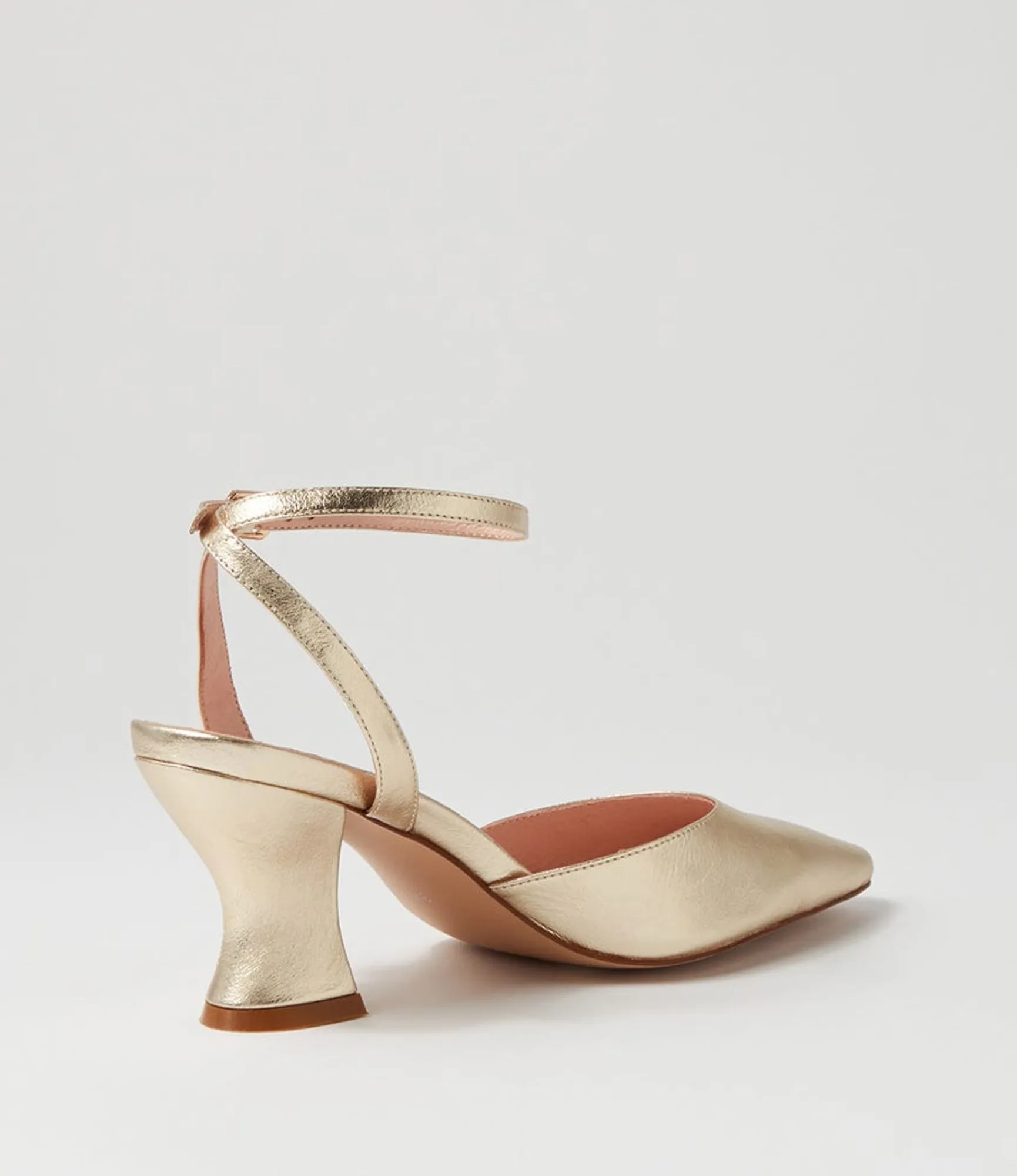 Outlet Midas Shoes Catered Pale Gold Leather Heels