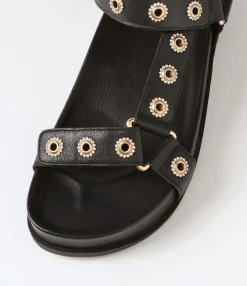 Hot Midas Shoes Charice Black Leather Sandals