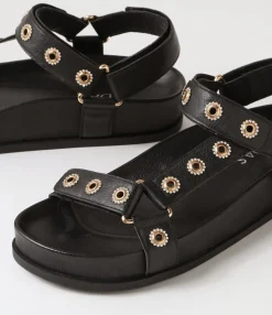 Hot Midas Shoes Charice Black Leather Sandals