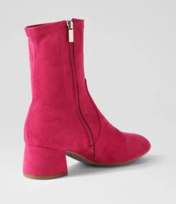 Outlet Midas Shoes Checker Hot Pink Stretch Microsuede Ankle Boots